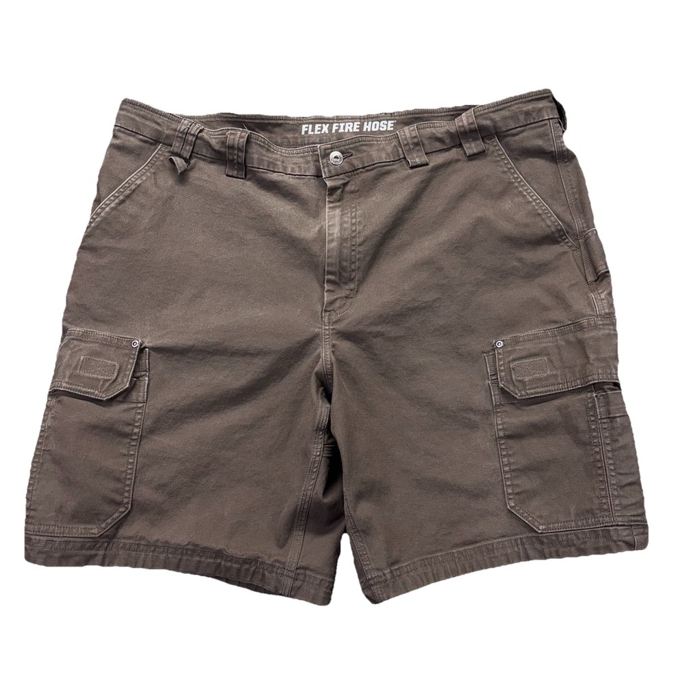 Duluth Trading Flex Fire Hose Cargo Shorts Mens 46 Brown Stretch Utility Work